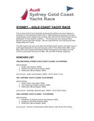 sydney – gold coast yacht race - Cruising Yacht Club of Australia