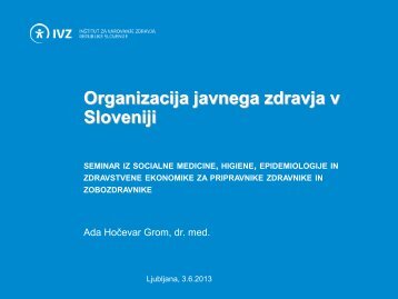 organizacija javnega zdravja v sloveniji - IVZ RS