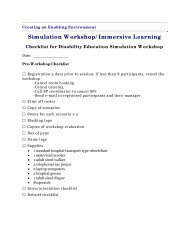 Checklist for Disability Education Simulation Workshop