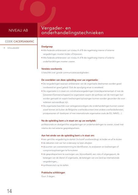 Gecertificeerde opleidingen niveau B - Fedweb