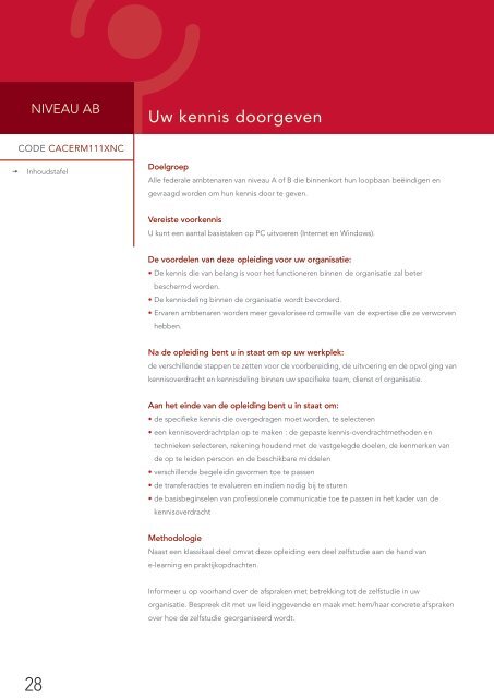 Gecertificeerde opleidingen niveau B - Fedweb