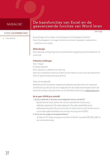 Gecertificeerde opleidingen niveau B - Fedweb