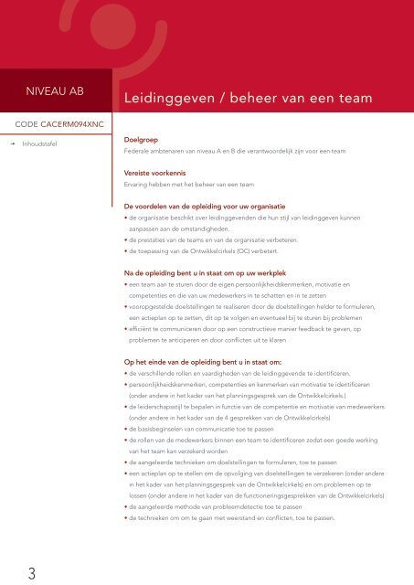 Gecertificeerde opleidingen niveau B - Fedweb