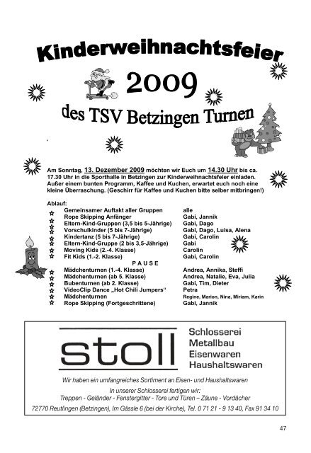 Dezember 2009 / Nr. 320 - TSV Betzingen