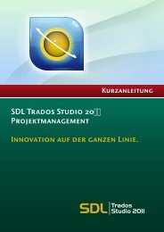 SDL Trados Studio 2011 Projektmanagement Kurzanleitung