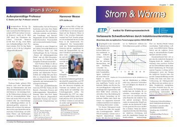 Strom & Wärme Ausgabe 1 - Institut für Elektrothermische ...