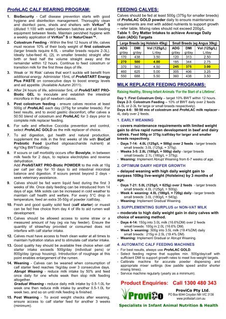 ProfeLAC Â® GOLD Premium Calf Milk Replacer + Bovatec - Agsure