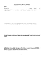 AST 1022 Impact Crater Lab Worksheet Name: Lab Partners: Grade ...