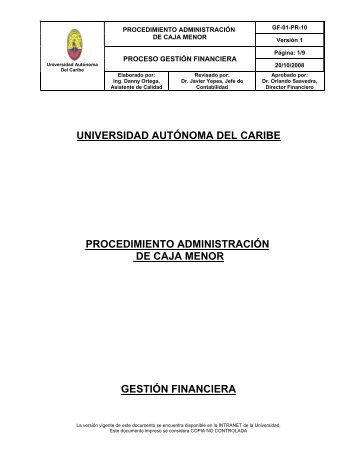 10. Procedimiento AdministraciÃ³n Caja Menor - sistema de gestiÃ³n ...