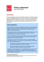 Stem cell policy statement April 2011 - British Heart Foundation