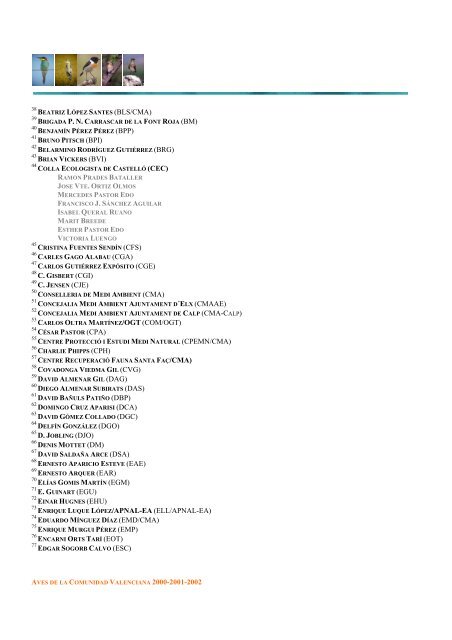 aves de la comunidad valenciana 2000-2001-2002 - InterNatura