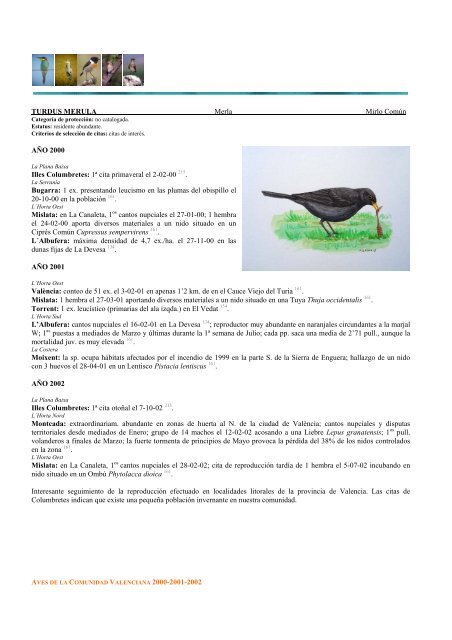 aves de la comunidad valenciana 2000-2001-2002 - InterNatura