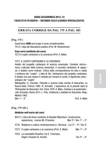 IV. FACOLTÃ DI FILOSOFIA - Pontificia UniversitÃ  della Santa Croce