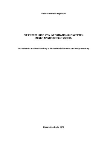 die entstehung von informationskonzepten in der nachrichtentechnik