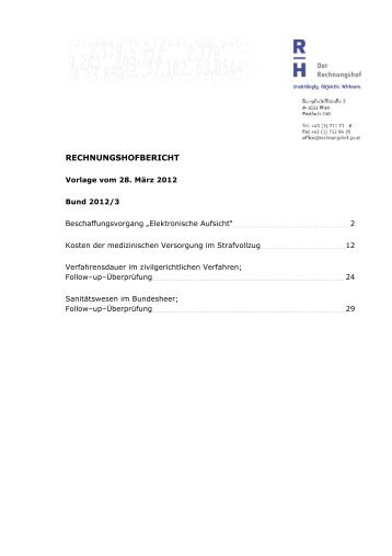 Kurzfassung Bund 2012/3 - Der Rechnungshof