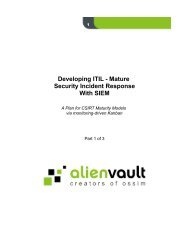 SIEM for ITIL Incident Response - Part 1 - AlienVault
