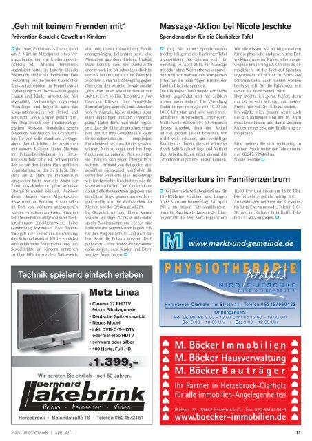 Programm im April 2011 - Gewerbeverein Herzebrock-Clarholz