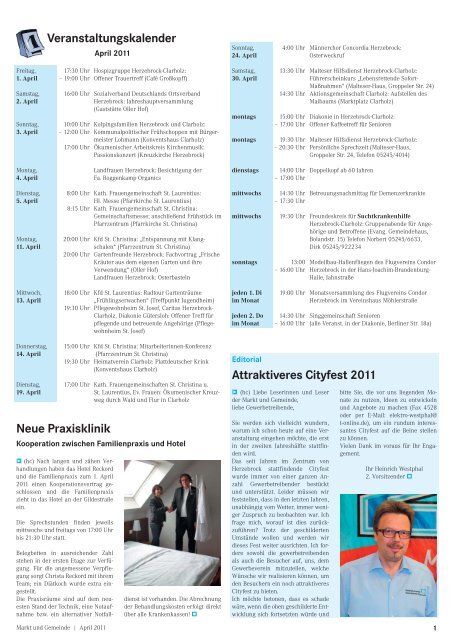 Programm im April 2011 - Gewerbeverein Herzebrock-Clarholz