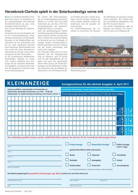 Programm im April 2011 - Gewerbeverein Herzebrock-Clarholz