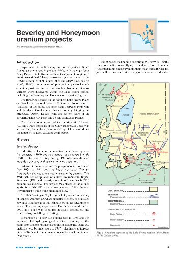 Beverley and Honeymoon uranium projects - MISA