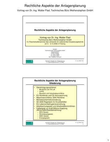 Rechtliche Aspekte der Anlagenplanung - Technisches Büro ...