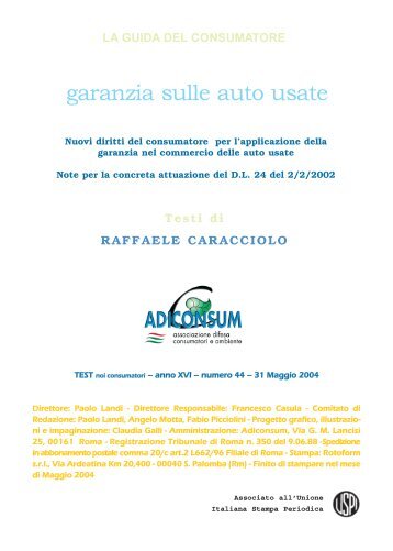 Garanzia sulle auto usate - Adiconsum - Provincia di Ferrara