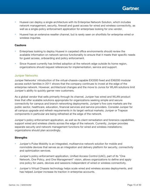 Magic Quadrant for the Wired and Wireless LAN Access Infrastructure