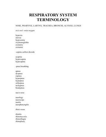 RESPIRATORY SYSTEM TERMINOLOGY