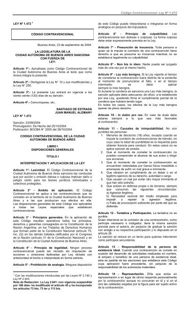 CÃ³digo Contravencional- Ley NÂº 1.472