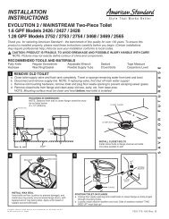 INSTALLATION INSTRUCTIONS - American Standard