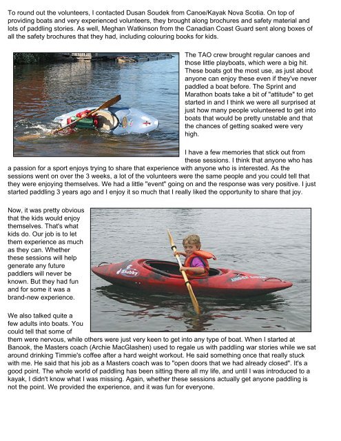 N.S. Marathon Canoe Home Page - Chebucto Community Net