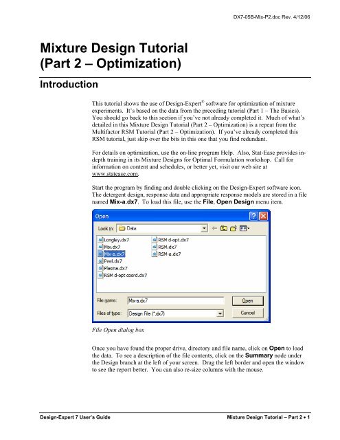 Mixture Design Tutorial (Part 2 â Optimization) - Statease.info