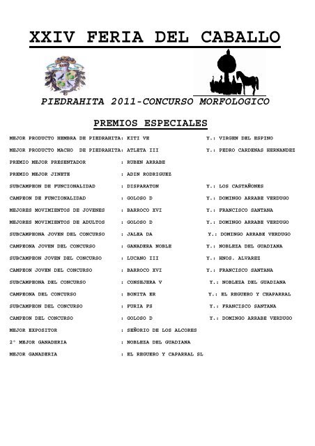 xxiv feria del caballo piedrahita 2011-concurso morfologico - Ancce