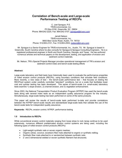 Correlation Of Bench Scale And Large Scale Performance Testing Of