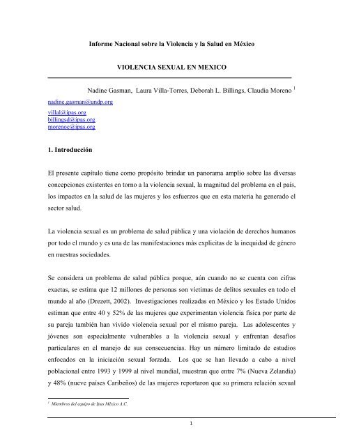 Informe Nacional sobre la Violencia y la Salud en MÃ©xico ...