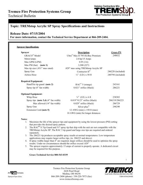 Sp Spray TREMstop Acrylic SP Spray Specifications - Tremco Sealants