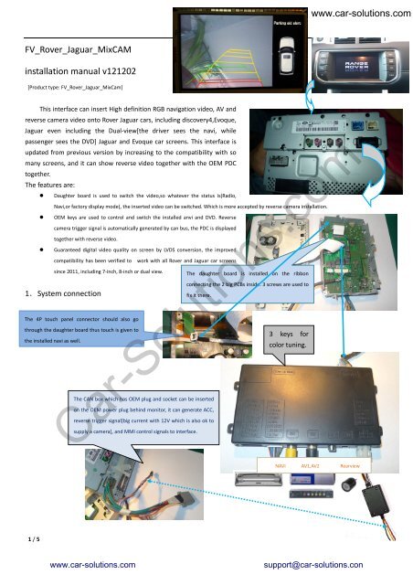 Video Interface for Ranger Rover and Jaguar. User guide