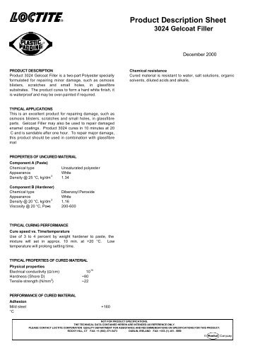 Product Description Sheet 3024 Gelcoat Filler - Lakkspesialisten