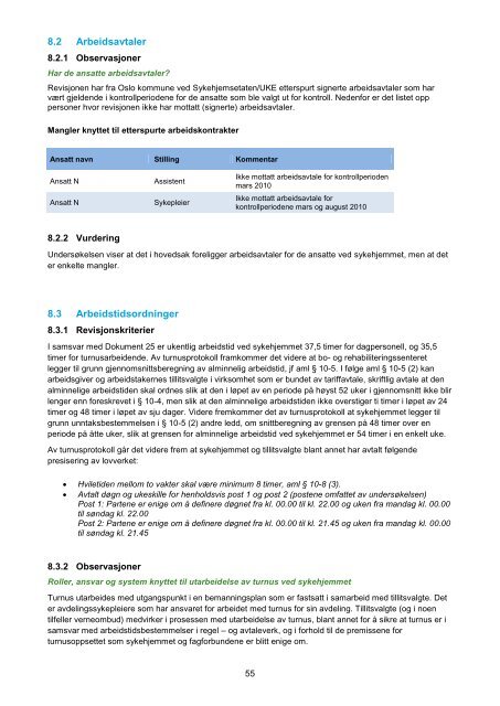 Rapport Revisjon av forhold ved flere sykehjem i ... - Sykehjemsetaten