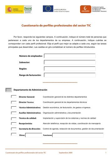 Cuestionario de perfiles profesionales del sector TIC - Aetical