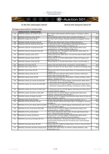 Auktionstermin 22. März 2012 Auktionsbeginn 18:00 Uhr ...