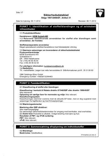 Sikkerhedsdatablad - KEIM Scandinavia A/S