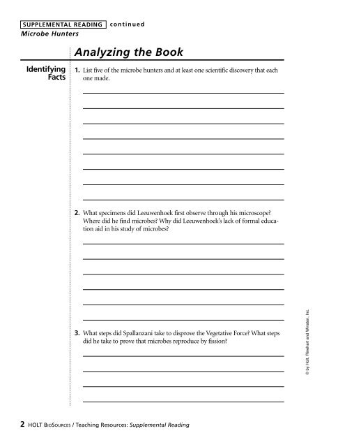 Microbe Hunters Book Report Worksheet.pdf - McAllen High School