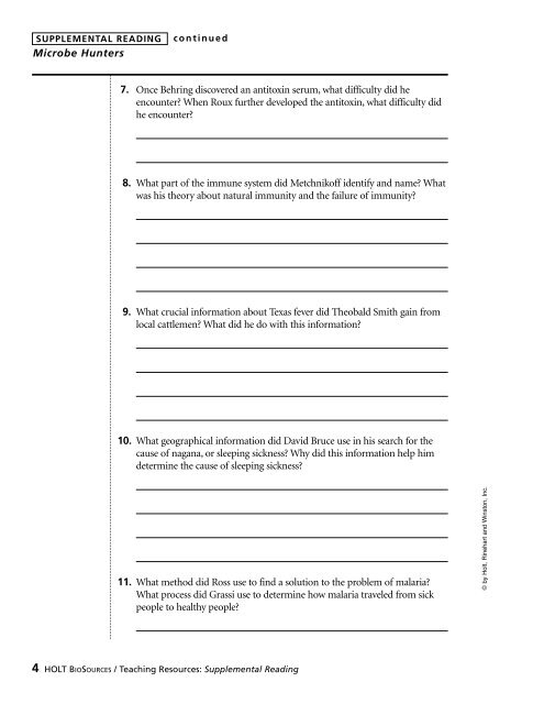 Microbe Hunters Book Report Worksheet.pdf - McAllen High School