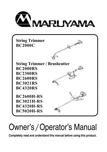 Download the Maruyama BC2000-RS Trimmer Owner's Manual