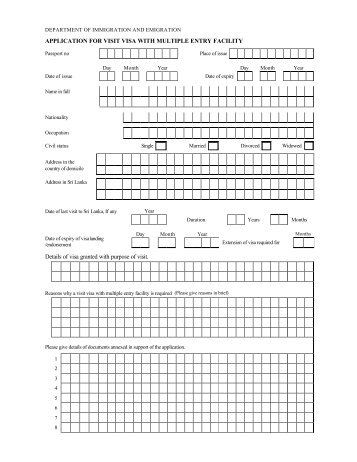 Application for Visit VISA with Multiple Entry Facility - Department of ...