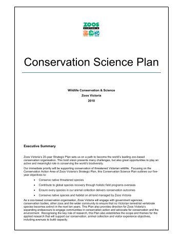 ZV Conservation Science Plan - Zoos Victoria