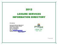 leisure services information directory - City of Sault Ste Marie