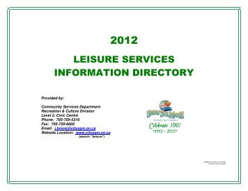 leisure services information directory - City of Sault Ste Marie