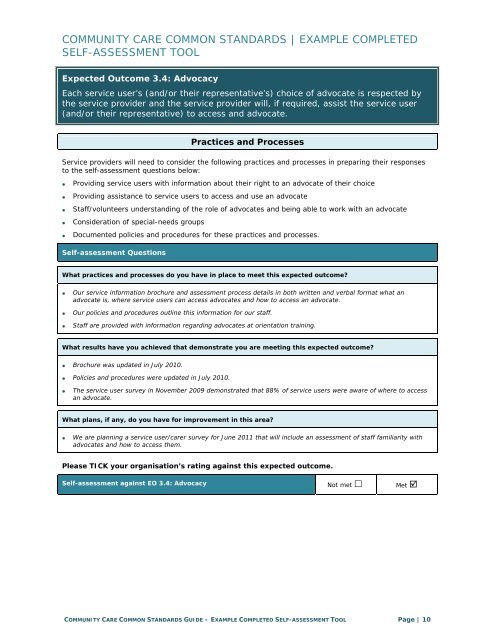 Community Care Common Standards Guide - Department of Health ...